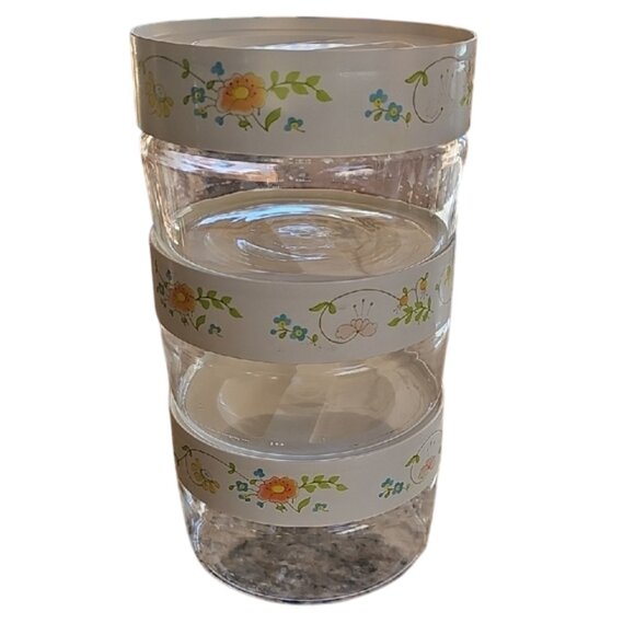 4 Vintage Pyrex See & Store Wildflower Glass Canisters Storage oven safe - Picture 4 of 15